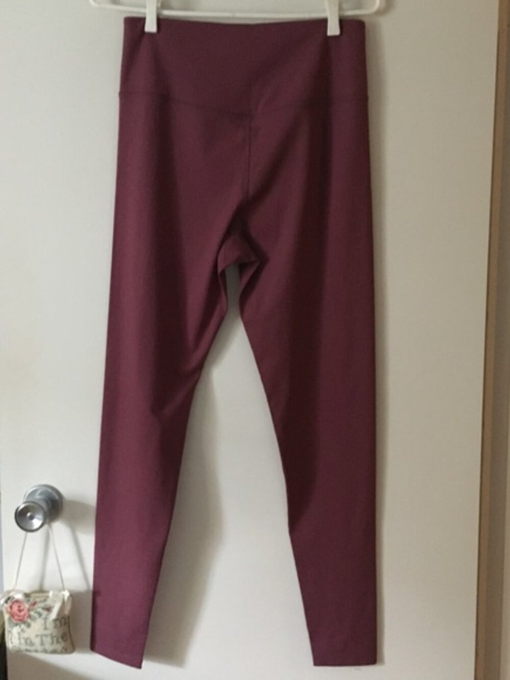 New GIRLFRIEND COLLECTIVE Goji Raspberry Ribbed High Rise Stretch Leggings - Picture 3 of 5